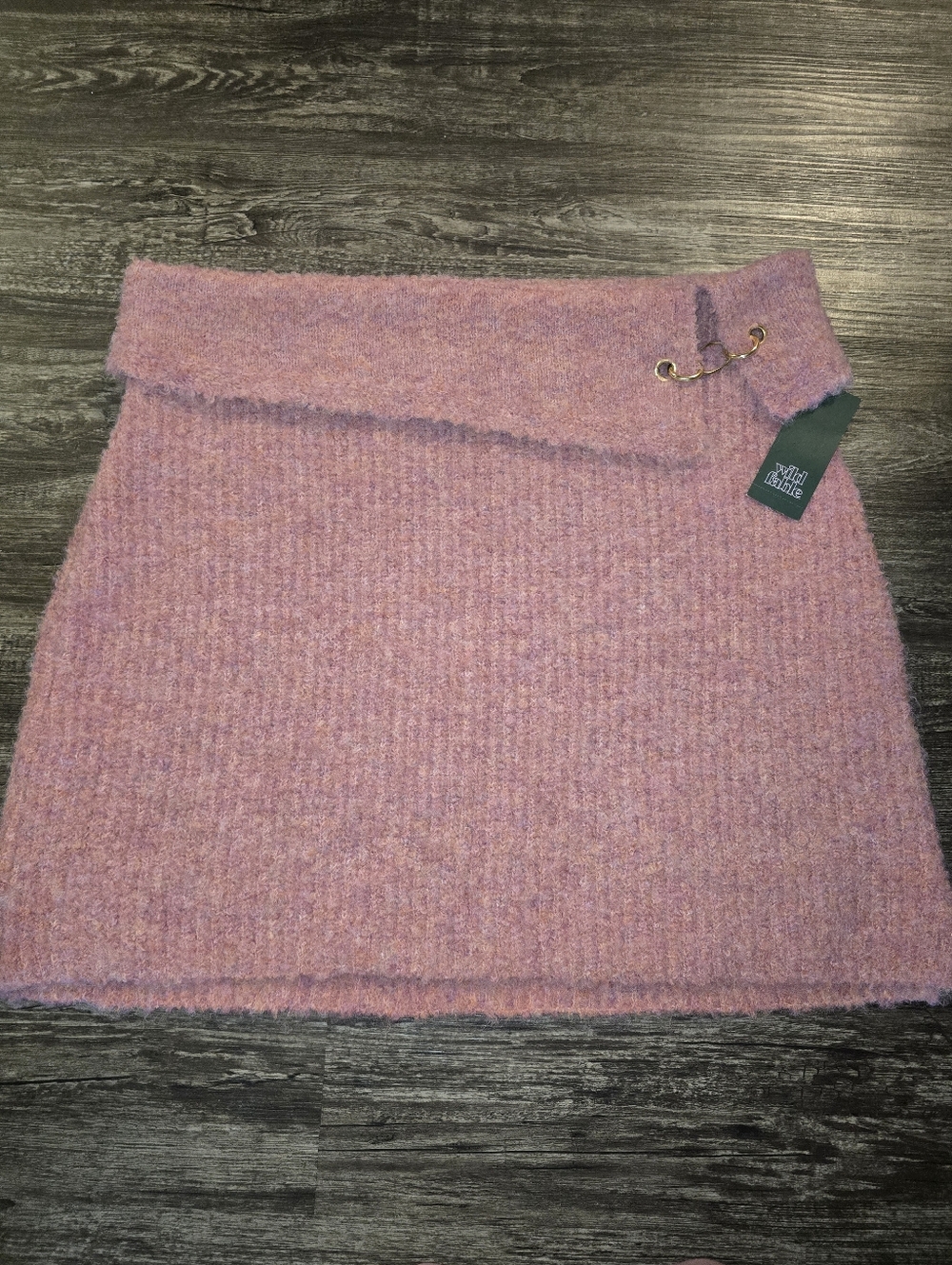 NWT Wild Fable Pink Furry Mini Skirt with Gold Chain Detail XS